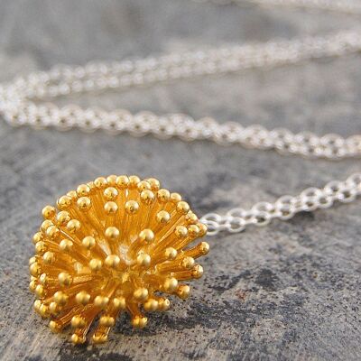 Dandelion Silver and Gold Necklace - Pendant and Stud Earrings