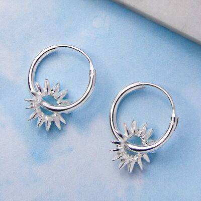 Sunray Silver Hoop Earrings - Earrings and Necklace set