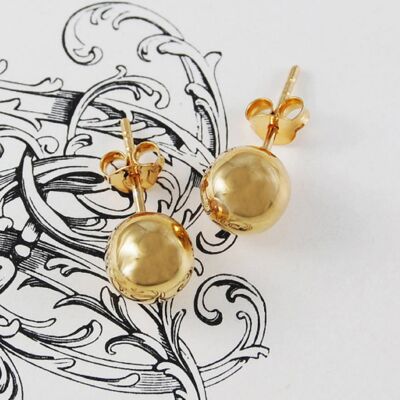 Pendientes Bolitas Bolas Grandes de Oro - Plata Vermeil Amarillo