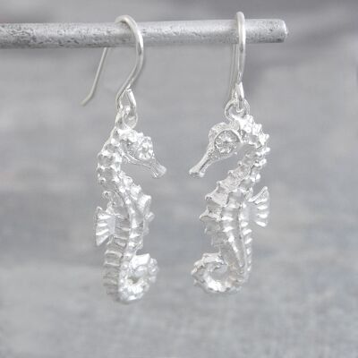 Silver Seahorse Earrings - Rose Gold