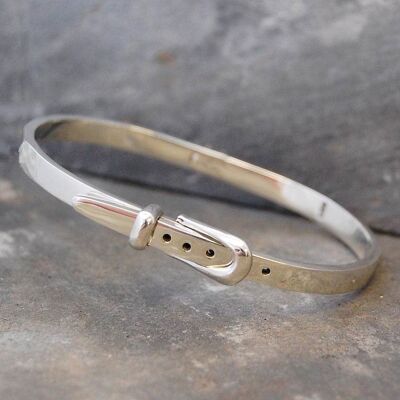 Silver Raised Screw Bangle - Sterling Silver