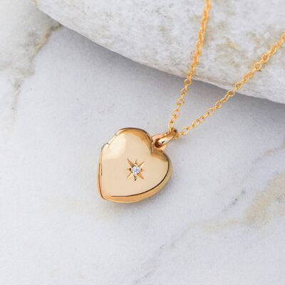 Collana medaglione cuore apertura trifoglio in argento sterling - estensione 28"+2".