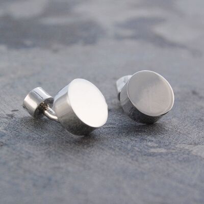 Round Geometric Silver Cufflinks - Silver - Hexagon Pair