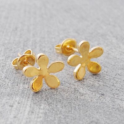 Blossom Gold Sterling Silver Stud Earrings - Yellow Gold Vermeil