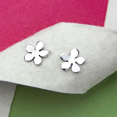 Blossom Sterling Silver Stud Earrings - Rose Gold Vermeil