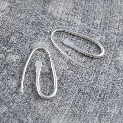 Paperclip Small Silver Drop Earrings - Rose Gold