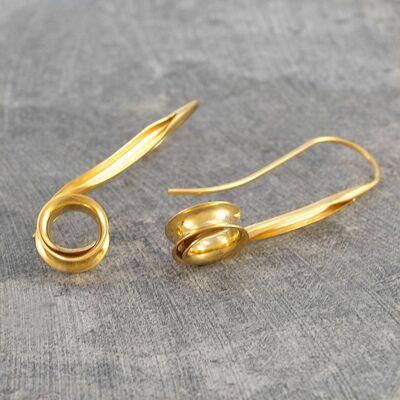 Spiralband Gold Sterling Silber Tropfenohrringe - Roségold - Klein
