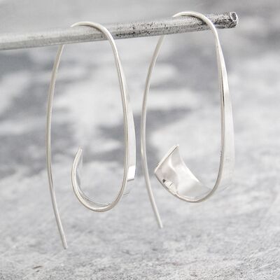 Flared Ribbon Sterling Silver Hoop Earrings - Rose Gold Vermeil
