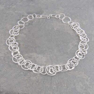 Planet Silver Long Drop Earrings - Necklace (18") + Bracelet