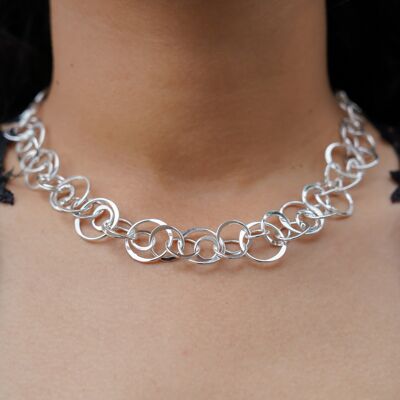 Planet Contemporary Silver Necklace - Necklace 18" - Necklace + Bracelet Set