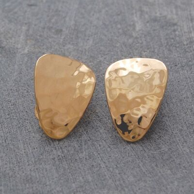 Textured Petal Silver Clip On Stud Earrings - Yellow Gold Vermeil