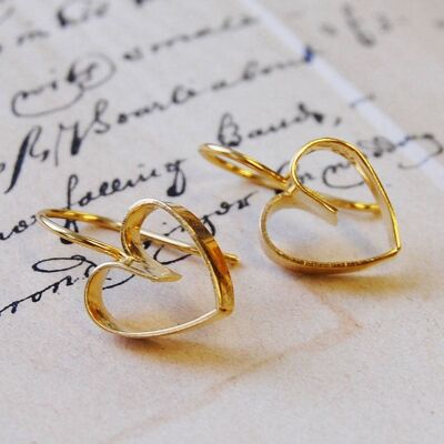 Lace Gold Heart Pendant Necklace - Stud Earrings