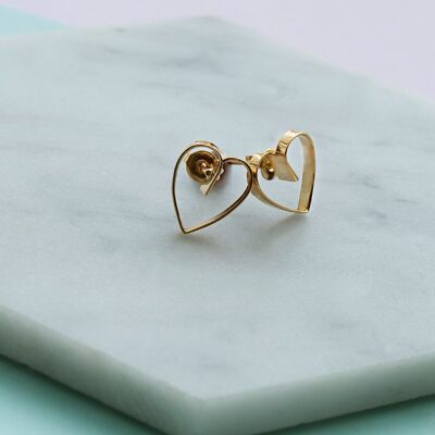 Lace Rose Gold Heart Earrings - Drop Earrings