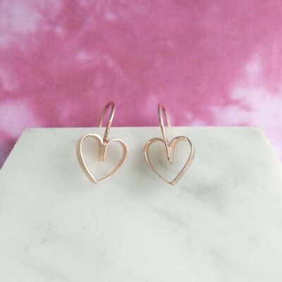 Lace Rose Gold Heart Earrings - Drop Earrings & Pendant Set