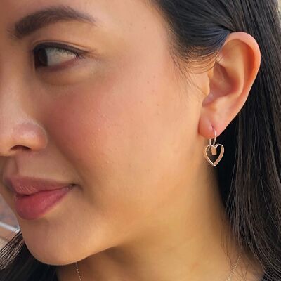 Lace Rose Gold Heart Earrings - Stud Earrings