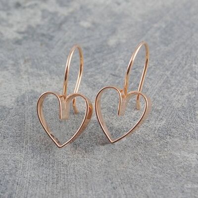 Lace Rose Gold Heart Pendant - Stud Earrings