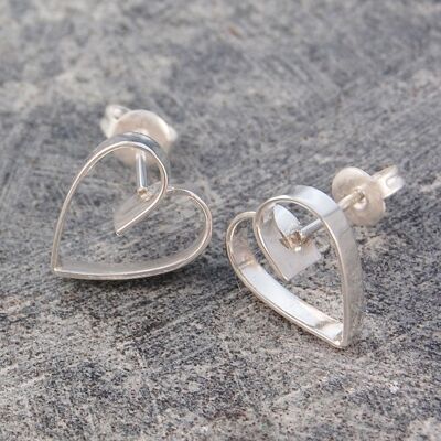 Silver Lace Heart Pendant Necklace - Drop Earrings