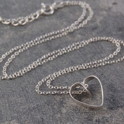 Silver Lace Heart Pendant Necklace - Necklace and Drop Earrings