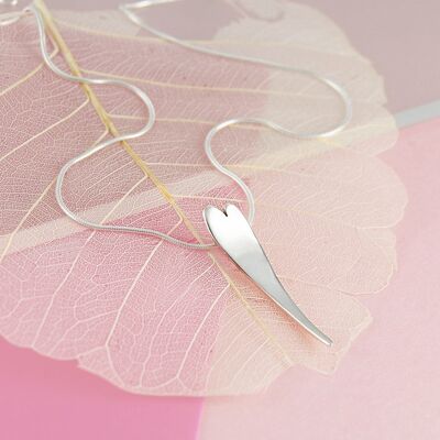 Curved Silver Heart Stud Earrings - Jewellery Set - Polished