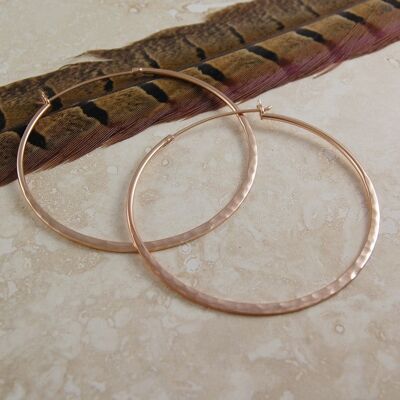 Small Hammered Gold Hoop Earrings - 18K Yellow Gold