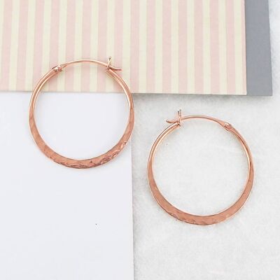 Small Hammered Gold Hoop Earrings - Sterling Silver