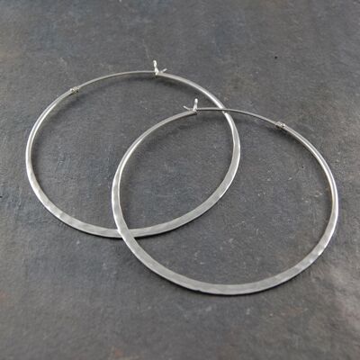Elliptical Sterling Silver Hoop Earrings - Sterling Silver Polished