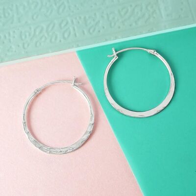 Elliptical Sterling Silver Hoop Earrings - Sterling Silver Matte