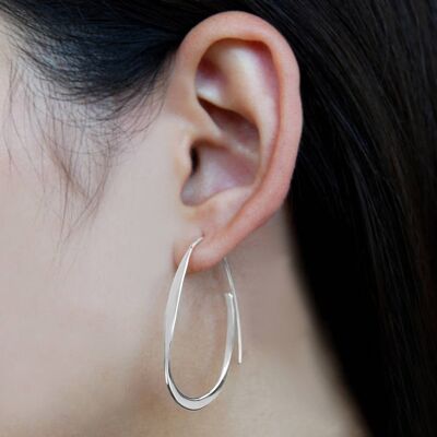 Silver Curl Hoop Earrings - Rose Gold Vermeil