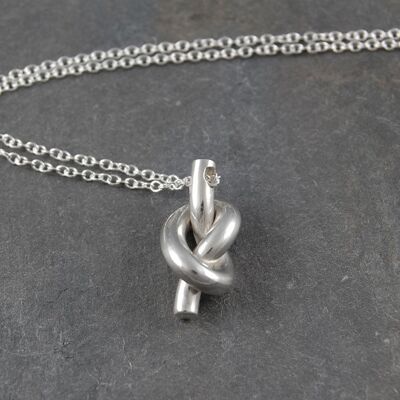 Freundschaft Silber Knoten Versprechen Halskette - Halskette & Ohrringe Set