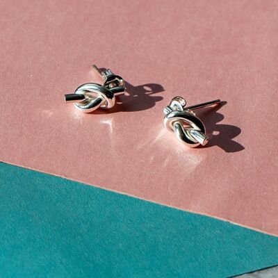 Friendship Knot Silver Stud Earrings - Earrings & Necklace Set