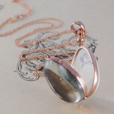 Rose Gold Oval Locket - 18k Yellow Gold Plated - 16"+2" extension