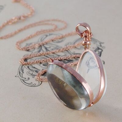 Vintage Rose Gold Heart Locket - Sterling Silver - 28"+2" extension