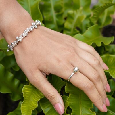 Peppercorn Chunky Silver Bracelet - 20cm - Necklace and Bracelet Set