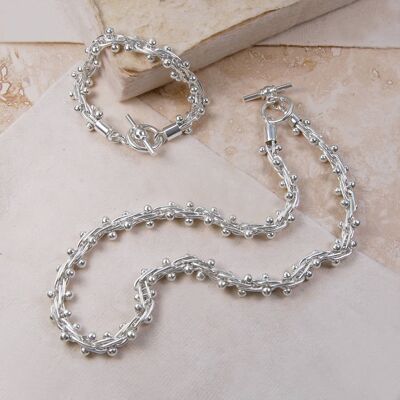 Scales Chunky Silver Bracelet - Necklace
