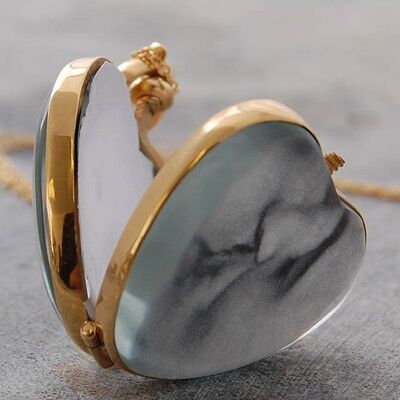Medaglione a cuore in argento sterling vintage in oro - argento sterling - senza catena