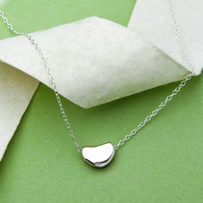 Silver Bean Necklace - Stud Earrings & Pendant Set
