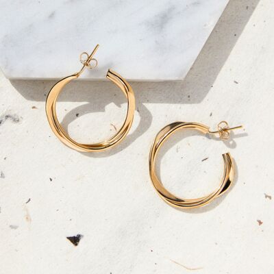 Interwoven Gold Hoop Earrings - Sterling Silver