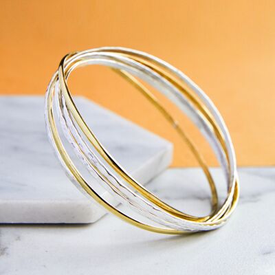 Russian Gold and Silver Bangle Large 69mm