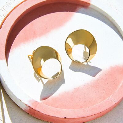 Swirl Gold Stud Earrings - 18k Rose Gold Plated - Necklace+Studs(MED)
