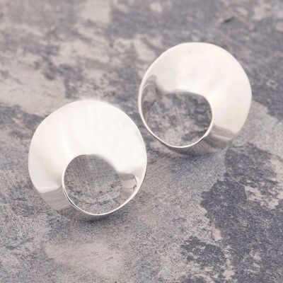 Swirl Silver Pendant Necklace - Small Stud Earrings