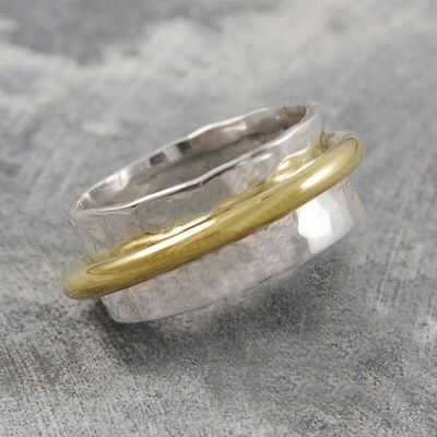 Cone Sterling Silver and Gold Ring - Bangle