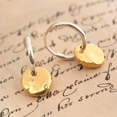 Organic Round Rose Gold Hoop Earrings - Sterling Silver - Sleeper Hoop (Image 1)
