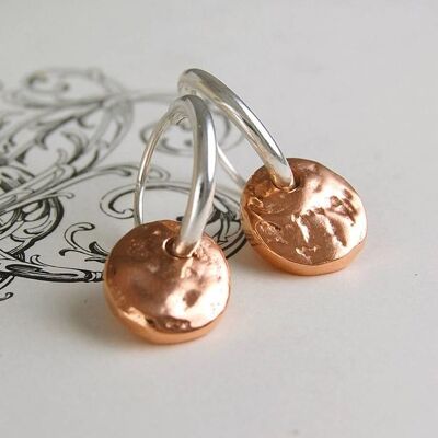 Organic Round Gold Hoop Earrings - Sterling Silver - Sleeper Hoops
