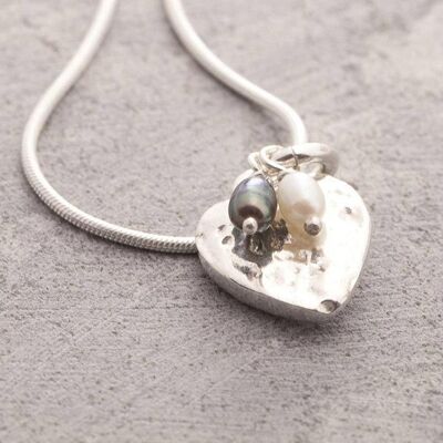 Organic Silver Heart Pendant Necklace - Pendant Necklace - No Pearls