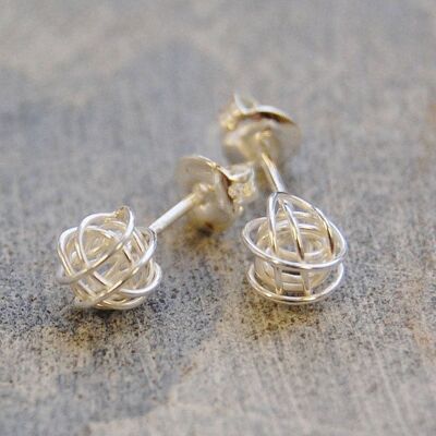 Pendientes Tiny Nest de Oro - Plata Vermeil rosa