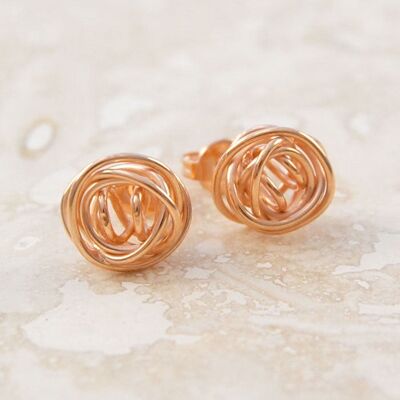 Nest Rose Gold Stud Earrings - Stud Earrings & Pendant Set