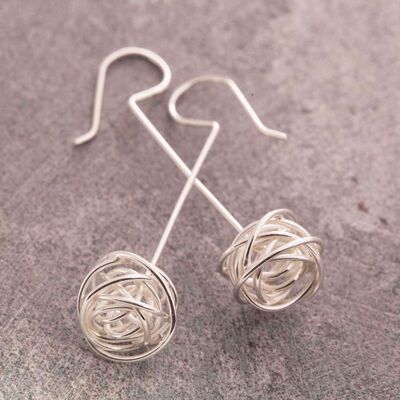 Nest Silver Drop Earrings - Stud Earrings