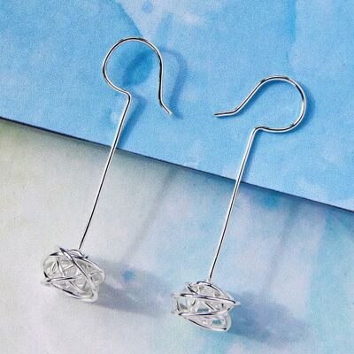 Nest Silver Drop Earrings - Stud Earrings & Pendant Set