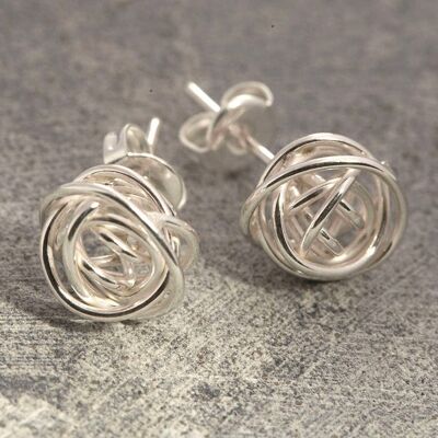 Nest Silver Stud Earrings - Pendant Necklace