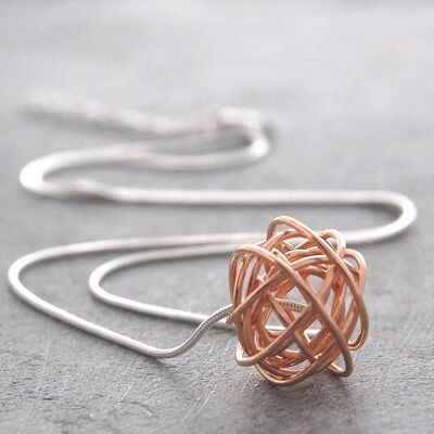 Nest Rose Gold Chain Necklace - Stud Earrings & Pendant Set